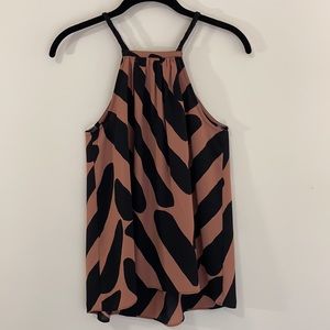LOFT Brown & Black Braided Strap Halter Top